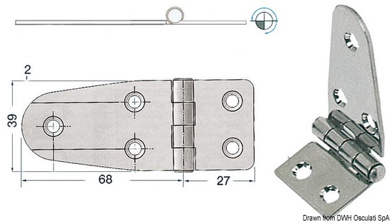 Cerniera inox asimm. 95x39 mm