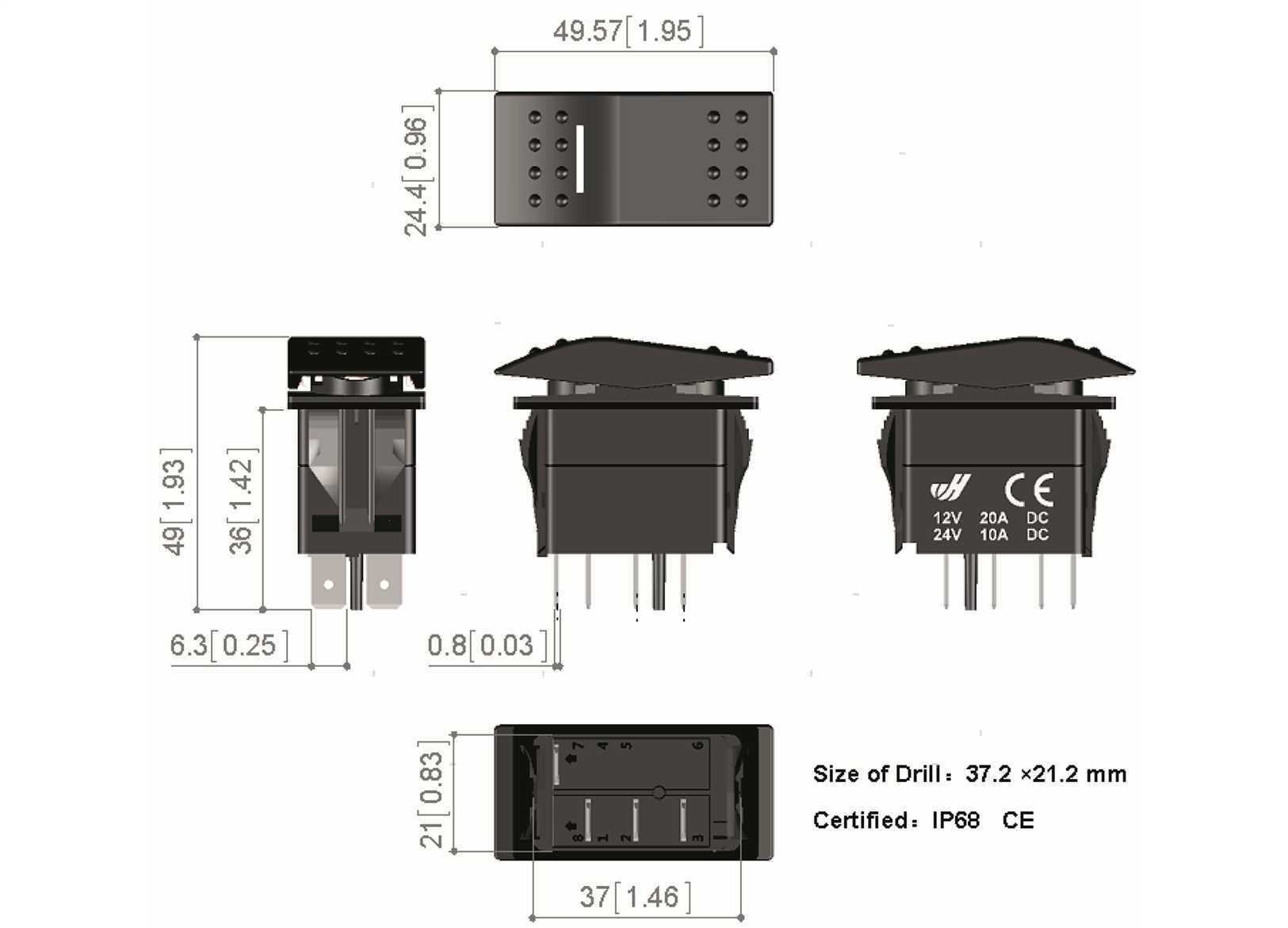 INTERRUTTORE (ON)-OFF-ON WHITE LED (4)